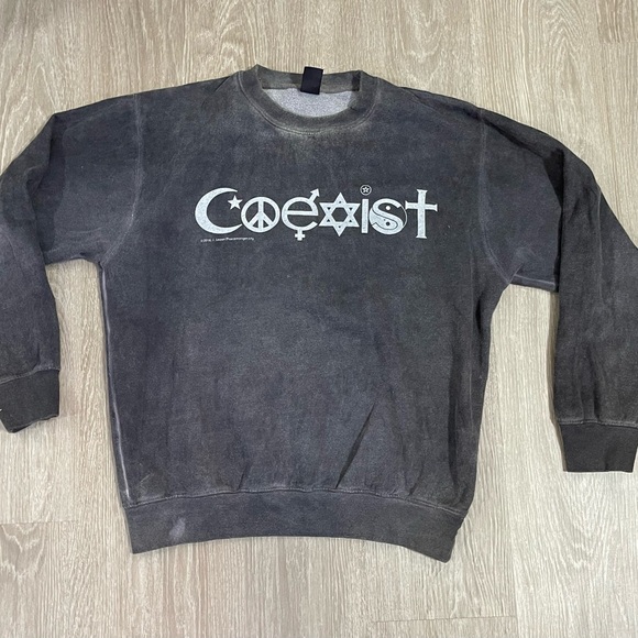 “Coexist” Faded Crewneck Sweatshirt Sz. S - Picture 1 of 6
